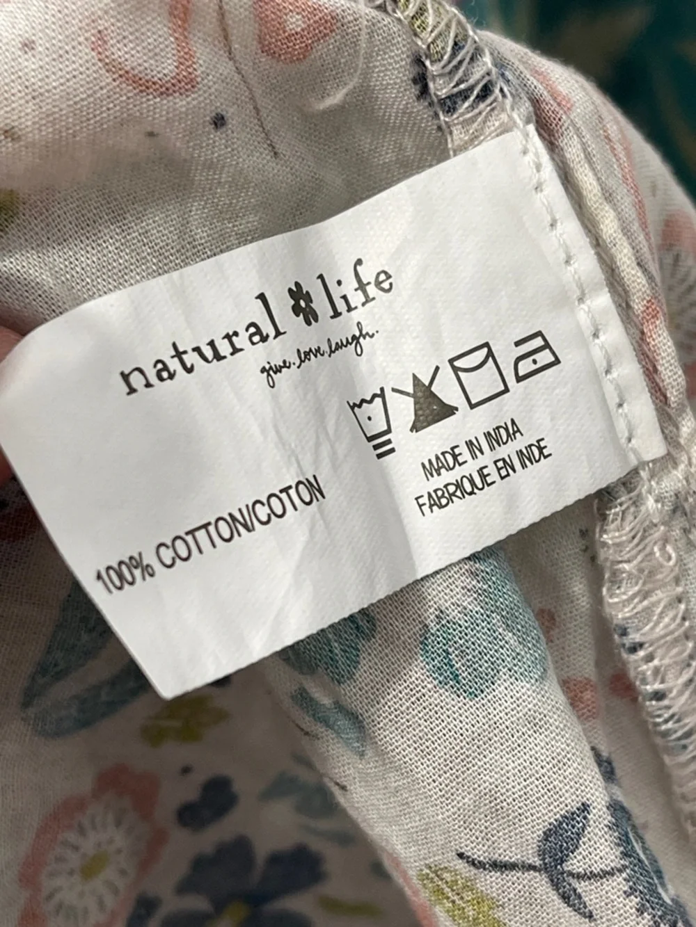 Natural Life Magnolia Cotton Top Seafoam Floral Bohemian Mixed Print 100% Cotton - Picture 6 of 9